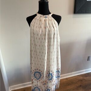 Floral White and Blue Dress